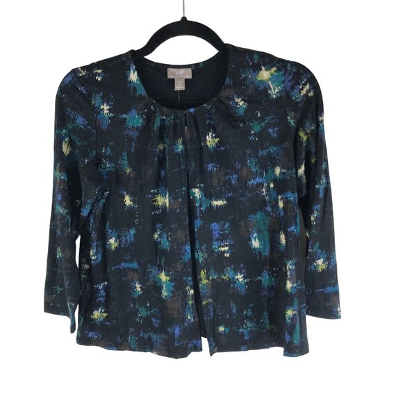 J.Jill Wearever Collection Stretch Cardigan Jacket Black Blue 3/4 Sleeve XSP - Picture 1 of 5